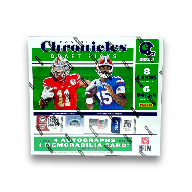 2023 Panini Chronicles Draft Picks Football Hobby Box (6 Packs/8 Cards: 3  Autos, 1 Mem)