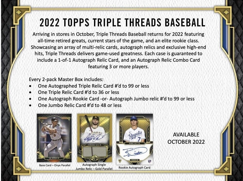 2022 Topps Triple Threads Baseball Hobby Box