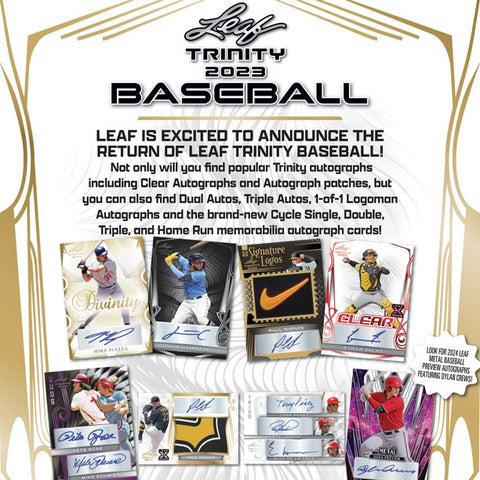 PRE-ORDER: 2023 Leaf Trinity Baseball Hobby Box