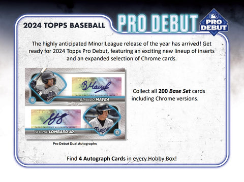PRE-ORDER: 2024 Topps Pro Debut Baseball Hobby Box