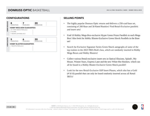 2023-24 Panini Donruss Optic Basketball Hobby Exclusive Mega Box