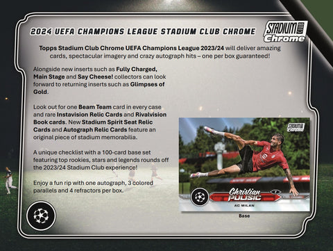 2023-24 Topps UEFA Club Competitions Stadium Club Chrome Soccer Hobby Box Opened Live