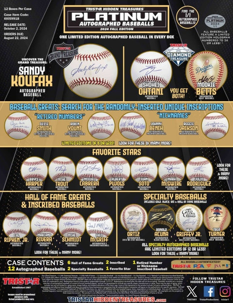 2024 Tristar Hidden Treasures Autographed Baseball Platinum Fall Edition