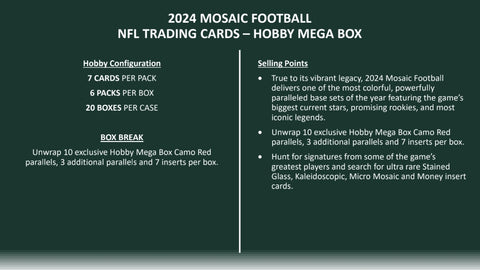 2024 Panini Mosaic Football Hobby Exclusive Mega Box