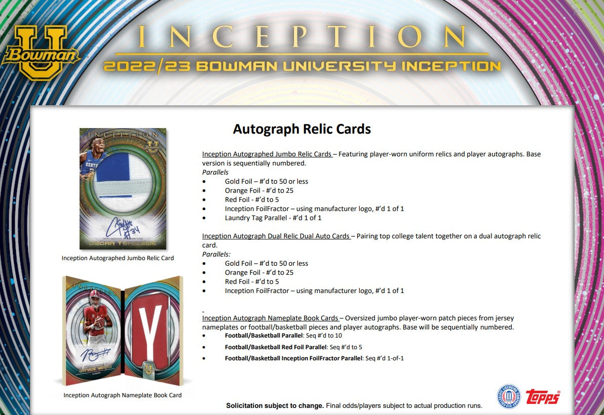 2022-23 Bowman University Inception Hobby Box – HOFBC